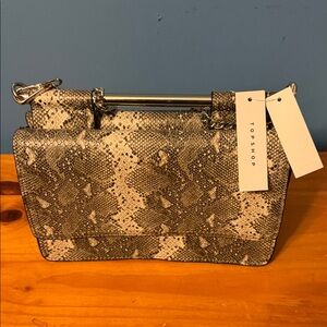 Topshop Gray Snake Print Shoulder Bag